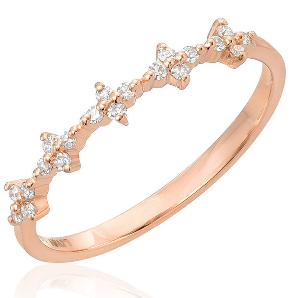 Spaced Floral Dia Rose Gold Half Band
