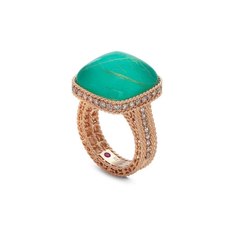 Roberto Coin 18K FIVE DIAMOND DROP STATION NECKLACE