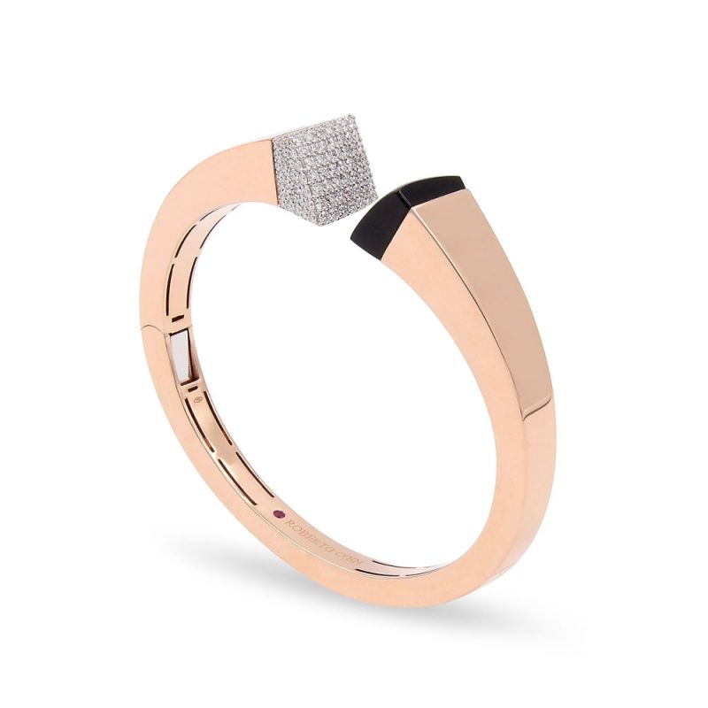 Roberto Coin 18KT GOLD 1 ROW SQUARE BANGLE