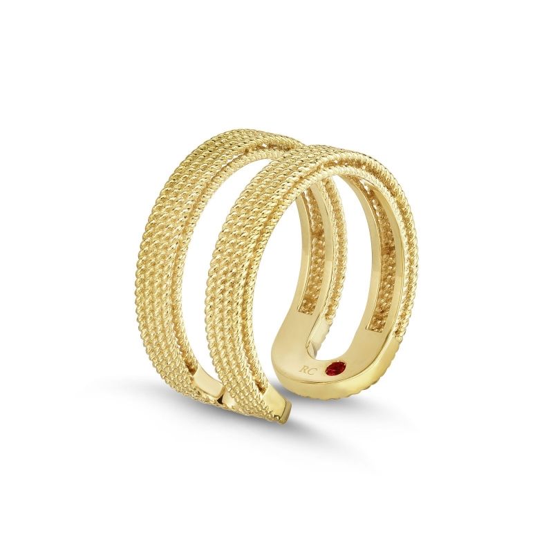 Roberto Coin 18K SATIN WIDE GOLDEN GATE BANGLE