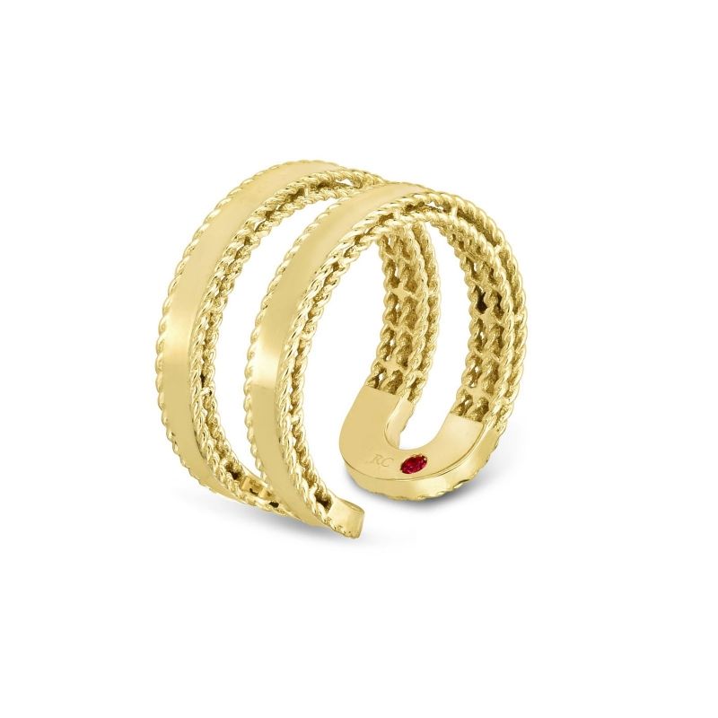Roberto Coin 18K GOLDEN GATE SATIN LONG TAPERED HOOP WITH OPEN BACK