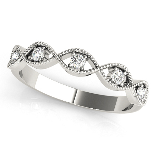 ELEGANT UNIQUE ROUND STACKABLE RING  METAL WHITE GOLD 14K