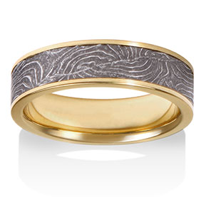 Chris Ploof  Double Barrel Damascus with 18K Yellow Gold Channel