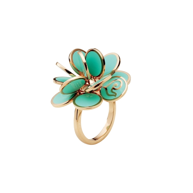 Chantecler Pink gold and aqua green enamel ring Chantecler Pink gold and aqua green enamel ring