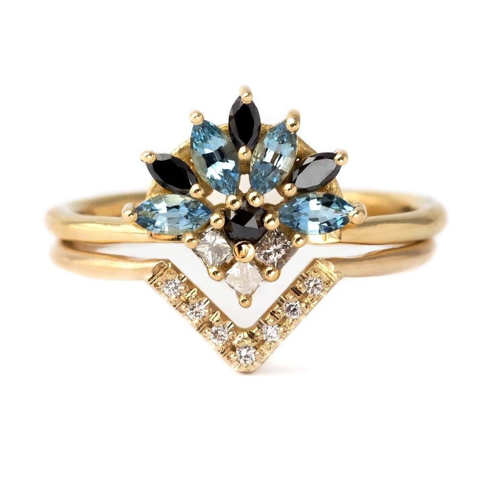 Artemer Aquamarine and Diamond Bridal Ring Set